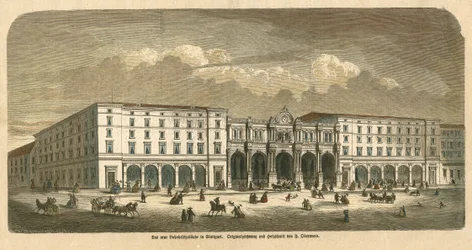 O primeiro edifício da estação ferroviária de Estugarda
