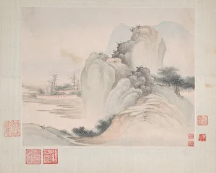 Paisagens pintadas para Yuweng, datadas de 1673.
