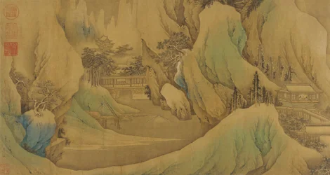 Viajando ao amanhecer no Snowy Foothills, dinastia Qing, século XVII.