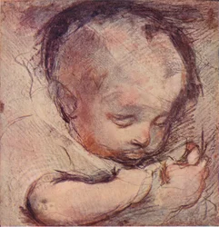 Estudo de um bebê adormecido, século 16, 1903
