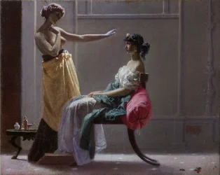 Scapigliatura: Toletta antica (Toilette ancienne) par Faruffini, Federico (1831-1869). Óleo sobre tela, tamanho : 40x49,5