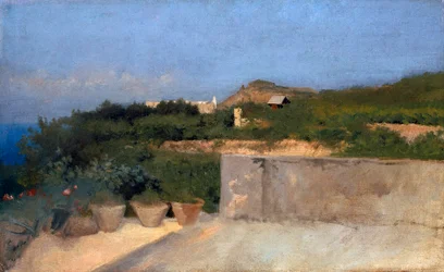 Terraço em Resina, de Federico Rossano (1835-1912), óleo sobre tela, 33x53 cm