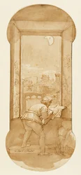 Desenho de Taddeo ao luar na casa de Calabrese