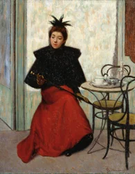 No café, por Federico Zandomeneghi (1841-1917), óleo sobre tela, 41x33 cm