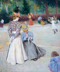 Jogos no parque, de Federico Zandomeneghi (1841-1917), óleo sobre tela, 55,5x45,5 cm