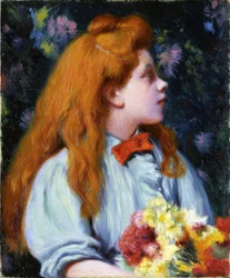 Menina com flores por Zandomeneghi, Federico