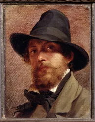 "Auto-Retrato"" Pintura de Feodor Andreyevich Bronnikov (1827-1902) 1856 State V. Tropinin-Museum, Moscou