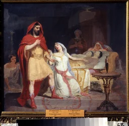 O regresso de Odisseu. Pintura de Feodor Andreyevich Bronnikov (1827-1902), óleo sobre tela, arte russa