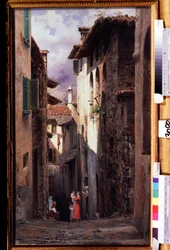 "Scene de rue a Bellagio en Italie" Peinture de Feodor Andreyevich Bronnikov (1827-1902) 1875 State Tretyakov Gallery, Moscovo