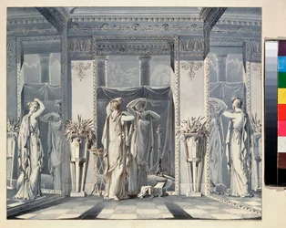 Dushenka admirando-se ao espelho (história do cupido e da psique)