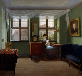 Costura, Pintura por Fyodor Tolstoy (1783-1873), Óleo sobre tela, 42x46, 8 cm