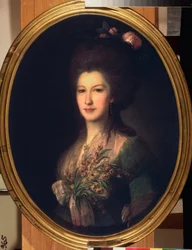Retrato da Condessa Elisabeth Santi. Pintura de Fyodor (Fedor ou Fiodor) Stepanovich Rokotov (1735-1808), óleo sobre tela