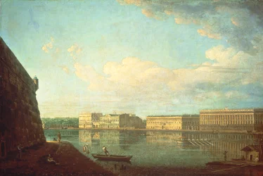 O aterro do Palácio visto da Fortaleza de Pedro e Paulo, São Petersburgo
