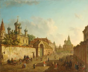 Vista da Praça Lubianka até o Portão Vladimir em Moscou, 1800