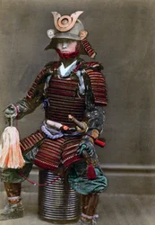 Um samurai em armadura, Japão, 1882