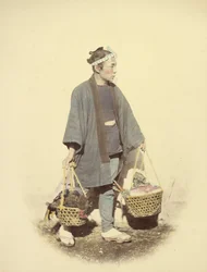 Cozinheiro japonês, de regresso do mercado