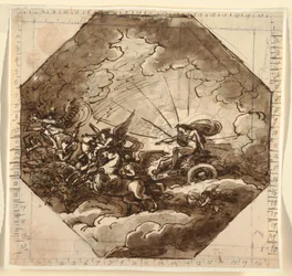 Apollo em sua carruagem com Aurora, Sala Ottogonale, Palazzo Milzetti, Faenza