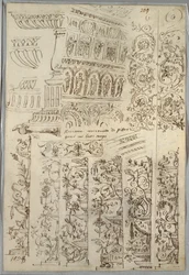 Estudos Decorativos; Verso: Cabeça de Bárbaro em Perfil da Antiguidade