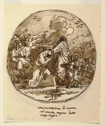 Desenho, Projeto do teto para a consagração de Numa, Sala di Numa Pompilius, Palazzo Milzetti, Faenza, 1802-05