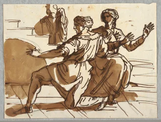Homem e Mulher, Cartoon para "Morte de Ananias" após Raphael Sanzio