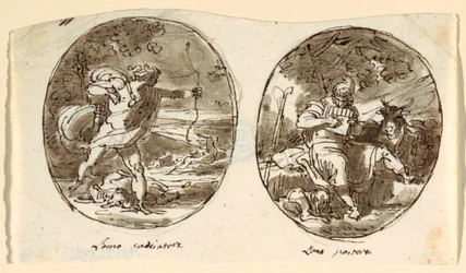 Man the Hunter, Man the Shepherd, Design para teto abobadado, Sala dei Legislatori, Palazzo Conti-Sinibaldi, Faenza