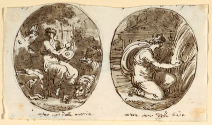 Orfeu, Ceres, Design para teto abobadado, Sala dei Legislatori, Palazzo Conti-Sinibaldi, Faenza