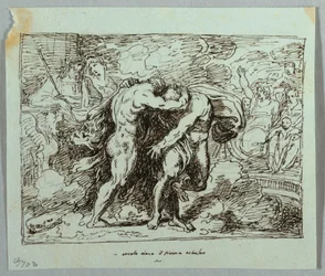 A luta entre Hércules e o deus do rio Achelous