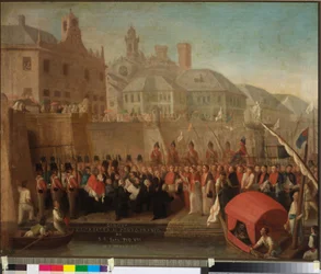 Visita ao porto franco de Génova por H.S. Papa Pio VII, c.1818 (óleo sobre tela)