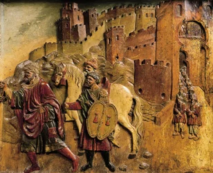 O último rei muçulmano Boadbil deixa Granada em 1492 depois de entregar as chaves da cidade