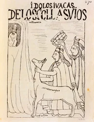 Inca oferecendo lhama aos ídolos (gravura