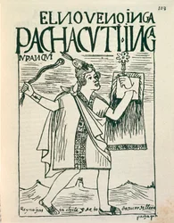 Retrato do grande imperador inca Pachacutec (desenho a tinta)