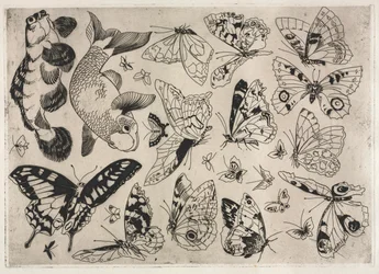 Serviço de Jantar Serviço Rousseau: Borboletas e Peixes no. 16, 1866.