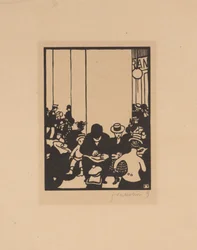 Cinco OClock, The Worlds Fair IV, 1901 (xilogravura em papel matizado do Japão)