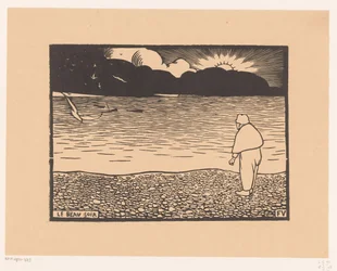 O homem ao pôr-do-sol junto ao mar
Le beau-soir (título sobre o objecto)