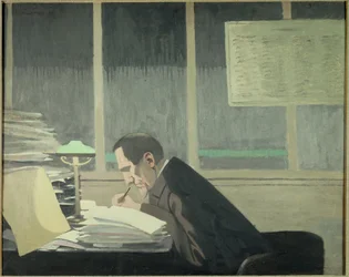 Retrato de Felix Feneon (1861-1944), crítico de arte, jornalista e diretor de revista em La Revue blanche" Pintura de Felix Vallotton (1865-1925) (ec.suiss)