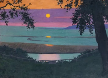 Pôr do sol na graça, céu laranja e violeta, 1918.