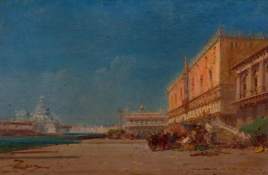 Veneza da Riva olhando para a Piazzale San Marco, por volta de 1890.