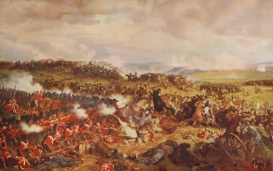 Carga dos Cuirassiers franceses em Waterloo, 1874, c1915