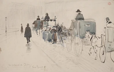 Au Boulevard de Clichy (lápis e aquarela sobre papel)
