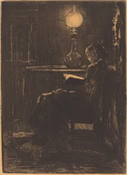 Leitor de Lâmpada (Mulher Lendo à Luz de Lâmpada)
