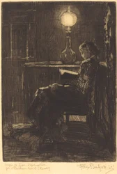 Mulher lendo à luz de lamparina, 1879.