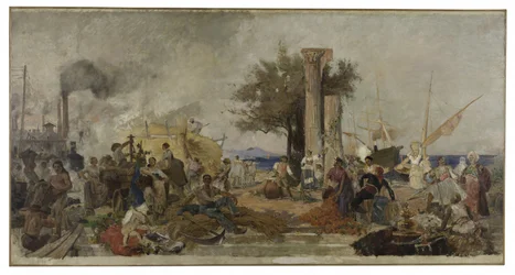 Esboço para a cúpula da Bolsa de Comércio de Paris: Atividade comercial na Europa, ca. 1889 (óleo sobre tela)