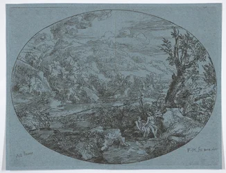 Paisagem com três figuras, 1677.