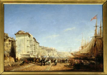 O velho porto de Marselha. Pintura de Félix Ziem (1821-1911). Deve mencionar-se: Reims, Musée des Beaux-Arts