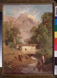 Paysage de Crimee (paisagem da Crimeia) - Peinture de Fyodor Vasilyev (Feodor Alexandrovich, Fiodor Alexandrovitch Vassiliev (1850-1873), huile sur toile