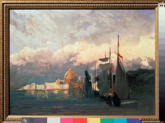 Sur la Neva (Russie) - Sobre o Neva - Peinture de Fyodor Vasilyev (Feodor Alexandrovich, Fiodor Alexandrovitch Vassiliev (1850-1873), huile sur toile - Art russe