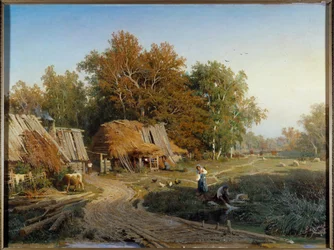 The Village Painting by Fyodor Vasilyev (Feodor Alexandrovich, Fyodor Alexandrovich Vasiliev (1850-1873) (ec.rus.) 1869 Museu Hermitage, São Petersburgo