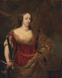 Polaco: Portrait królowej Ludwiki Marii Gonzagi de Nevers Retrato de Maria Luísa Gonzaga de Nevers