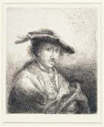 Jovem vestindo um chapéu de plumas, 1642