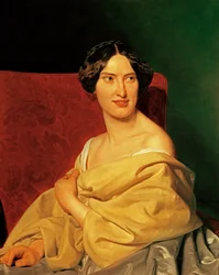 Anna Bayer, a segunda mulher de Waldmueller, como noiva (pintura sobre tela)